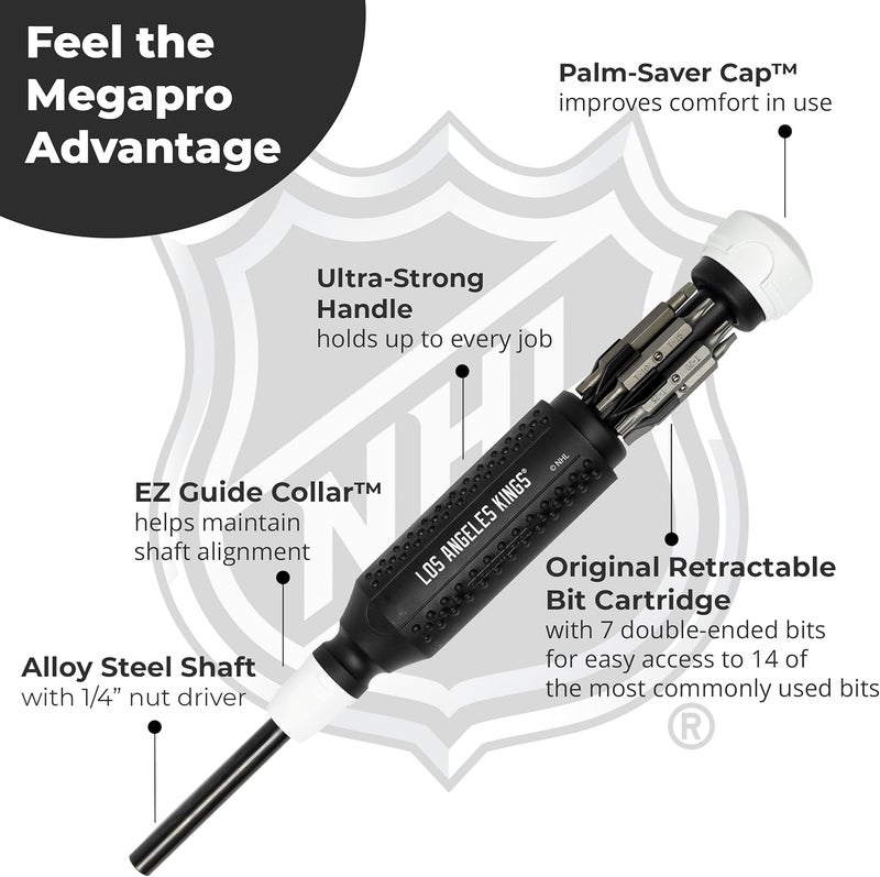 Megapro ® NHL® Team Edition Multi-bit Screwdriver | Officially Licensed NHL® Gear | Durable, Ergonomic, Pro-Grade Screwdriver (Los Angeles Kings®) - Image 4